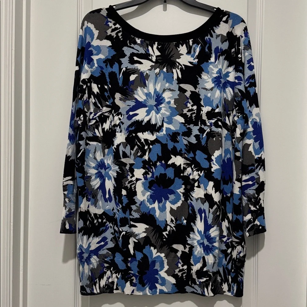 Lane Bryant Blue and Black Floral Cardigan 18/20 - Picture 4 of 4